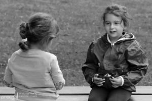Innocence. At the Auschwitz entry.
